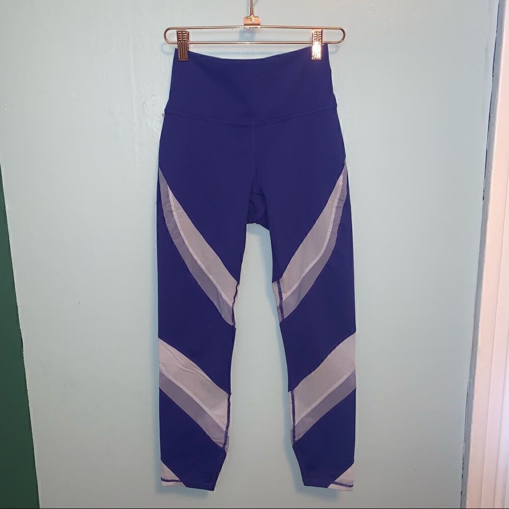 Fabletics Powerhold Purple Mesh Mid Rise leggings XS